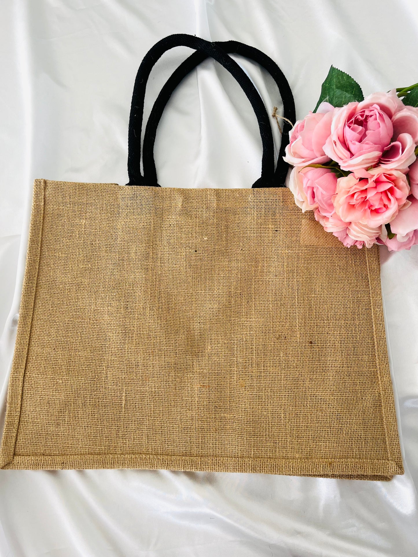 SAC EN JUTE "CLASSIQUE LARGE " NATUREL AVEC ANSES NOIRES